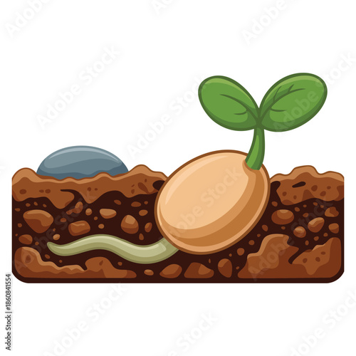 Spouting seed illustration created in clean vector style suitable for eco concepts gardening themes organic product visuals or natural botanical artwork