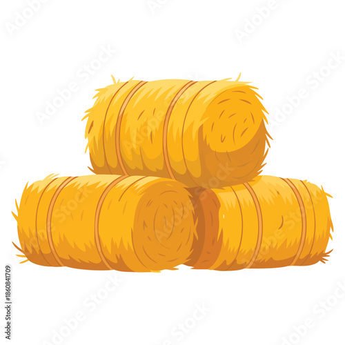Stack of hay on white background illustration created in detailed rural vector style ideal for farm themed artwork natural products or countryside decorative designs