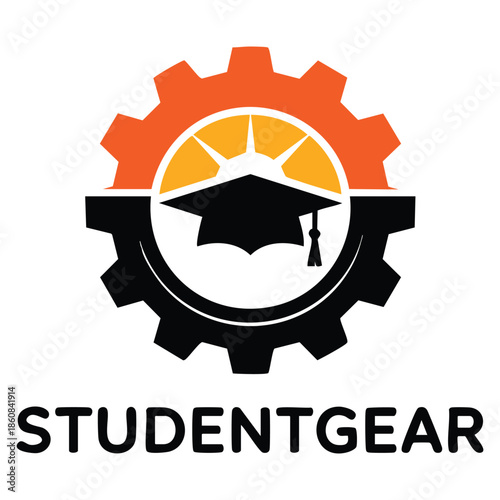 Student gear vector logo template using hat symbol ideal for education branding academic services school identity and learning project design