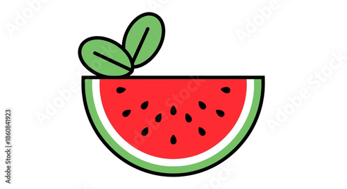 Vibrant Watermelon Slice with Mint Leaves - A Refreshing Summer Treat.