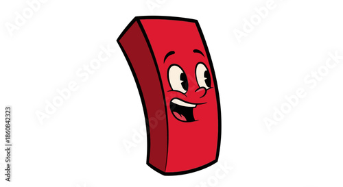 Cartoon Red Brick Character with Expressive Facial Features.