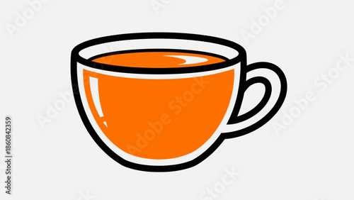 Illustration of a Cup of Tea with Orange Liquid.