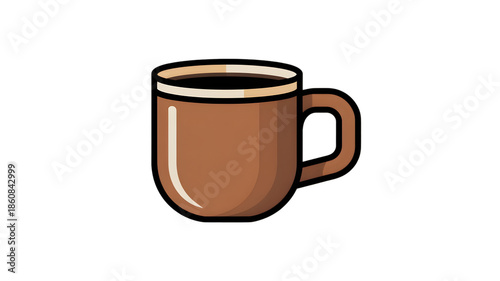 Brown Coffee Mug on White Background