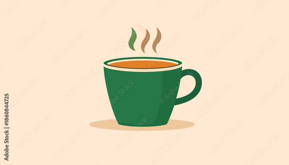 Obraz premium Illustration of a Steaming Cup of Coffee or Tea.