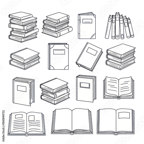 Collection of Hand-Drawn Book Illustrations in Various Styles and Poses.