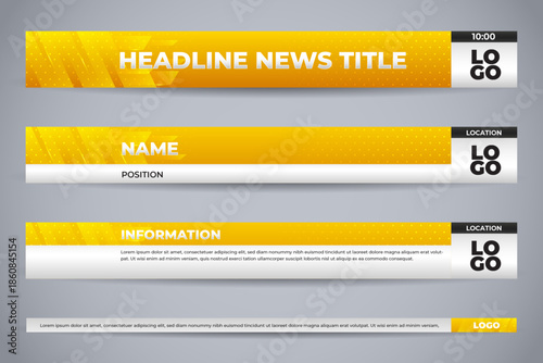set yellow broadcast lower third for news channel template design