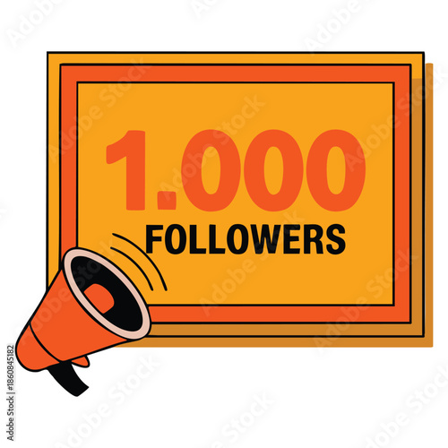 Vector illustration 1000 followers banner template celebrate 1k followers social media post perfect for milestone achievement or promotional content designs