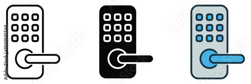 Smart lock icon, a smart lock combining a traditional padlock with Wi-Fi, Bluetooth, or digital keypad symbols, representing keyless, remote-access, and digital security solutions