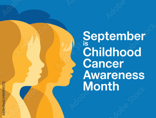 Vector illustration for Childhood Cancer Awareness Month September with child profile silhouette baby head icon isolated on blue background important awareness day