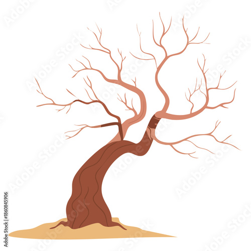Vector illustration leafless dry tree isolated on white background barren nature element perfect for autumn drought environmental themes and minimal graphic design