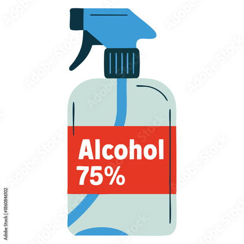Vector illustration of antibacterial alcohol 75 percent bottle suitable for hand hygiene personal care sanitary product public health covid19 prevention