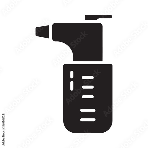 Simple black silhouette illustration of a spray bottle with a pump