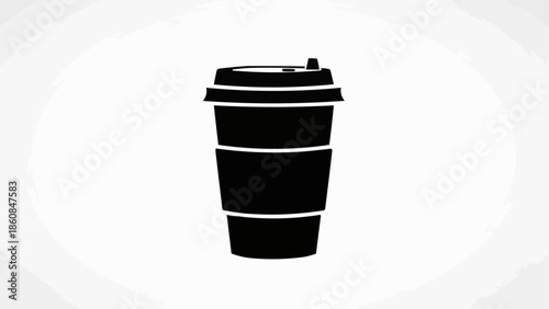 Black silhouette of a disposable coffee cup with lid.