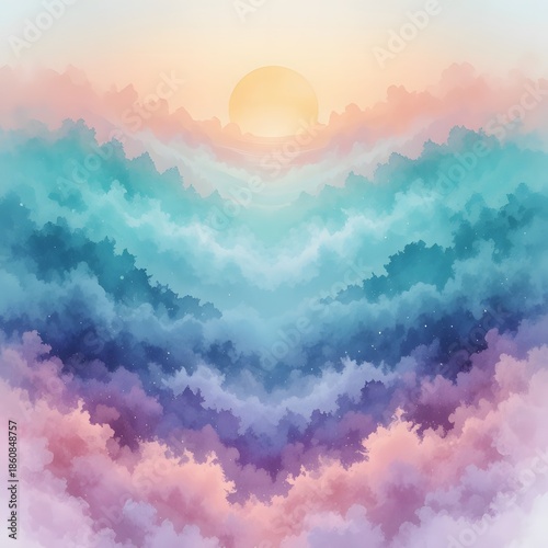 Watercolor Sunset Lake Frame