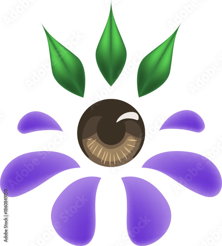 Floral design with leaves and purple petals
