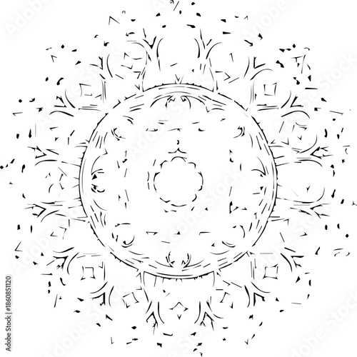 Intricate Fine Line Mandala Illustration for Adult Coloring or Decoration