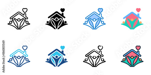 Domestic life icons set multiple style collection. Editable stroke 
