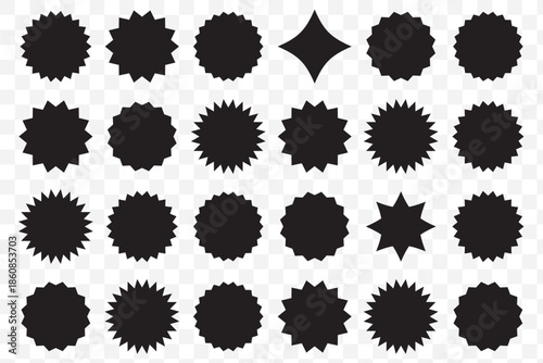 sale price stickers and labels, star and rosette, sunburst, callout and splash, stamp and tag badges.