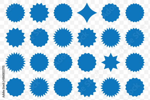 sale price stickers and labels, star and rosette, sunburst, callout and splash, stamp and tag badges.