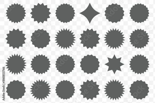 sale price stickers and labels, star and rosette, sunburst, callout and splash, stamp and tag badges.