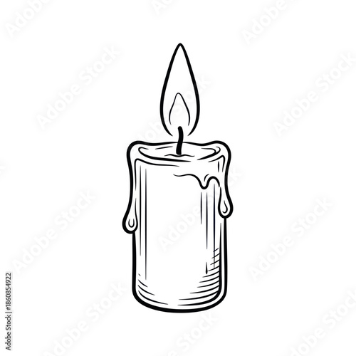 Illustration of a Lit Candle with Dripping Wax.