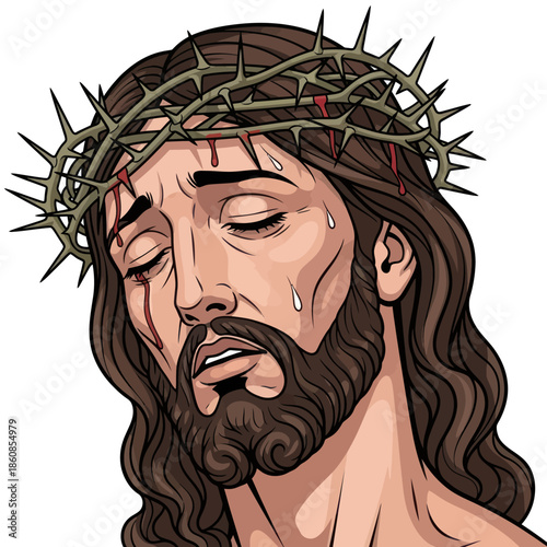 Jesus Christ with Crown of Thorns, a depiction of suffering.