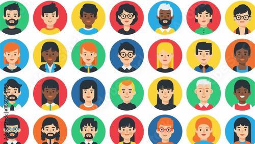 Diverse Group of People Avatars Representing Community and Connection.