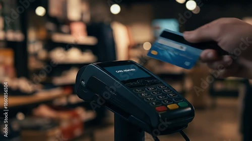 Secure Contactless Payment Approved: Credit Card Transaction on Modern POS Terminal