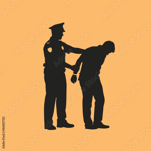 Police Officer Arresting a Man Silhouette.