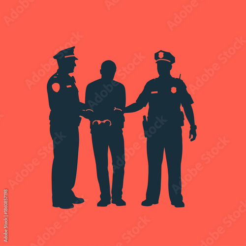 Police Officers Arresting a Man.