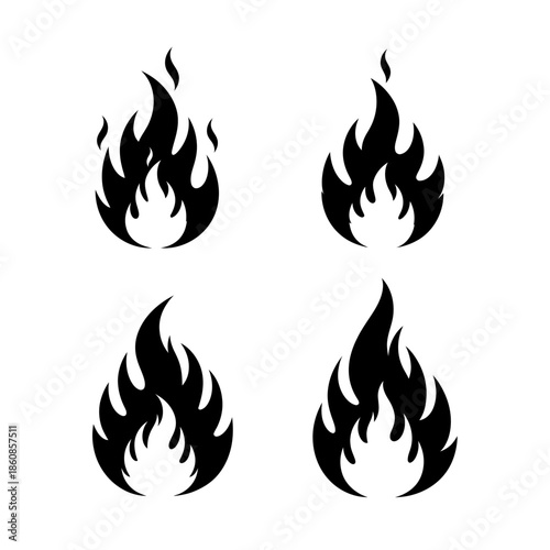 Silhouette Fire Flames Collection A Set of Four Unique Designs.