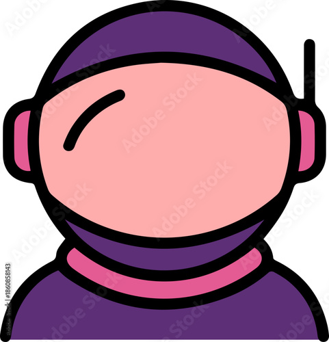 Purple astronaut winking in space suit