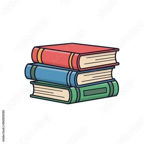Stack of colorful books illustration, representing knowledge, education, and the joy of reading.