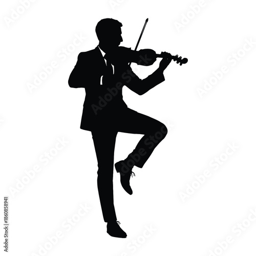 man playing the violin in a suit. man playing the violin icon.