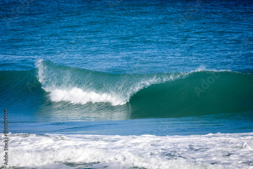 Clean Ocean Wave Curling Along Highland Beach Florida Coast