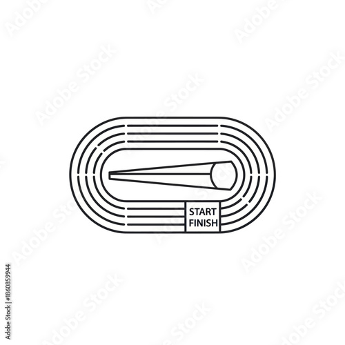 Track and Field Outline Icon with Starting Block.