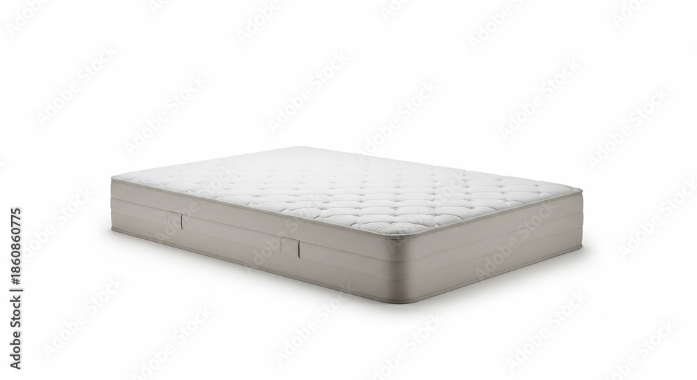 Fototapeta premium Pristine white mattress professionally studio captured showing soft texture and subtle depth. AI Generated