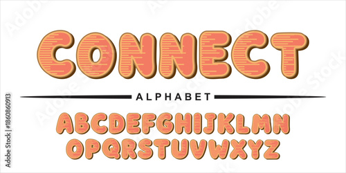 Playful Orange Connect Alphabet Lettering with Striped Texture
