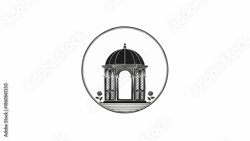 Elegant Classical Gazebo Architecture Design Inside Circle.