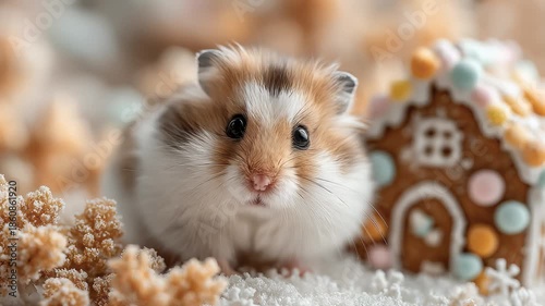 Wallpaper Mural Christmas Hamster and Gingerbread House Winter Warmth Torontodigital.ca