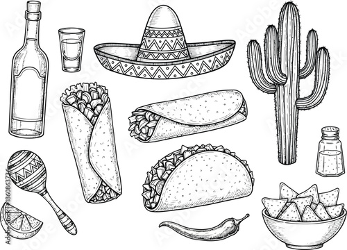 A collection of mexican food and drink items