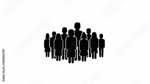 Group of diverse people silhouettes standing together in unity.