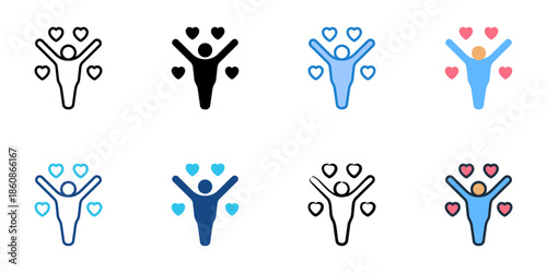 Affection icons set multiple style collection. Editable stroke 

