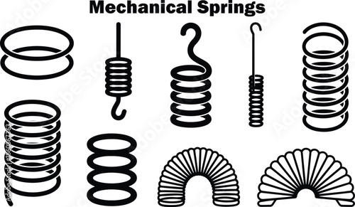 Illustrations of Different Mechanical Springs Essential Components for Many Devices