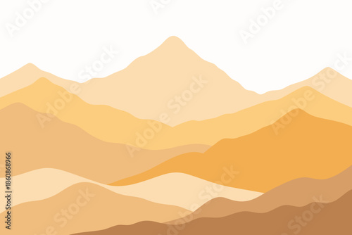 Layered Mountain Landscape with Sunrise Fog Vector