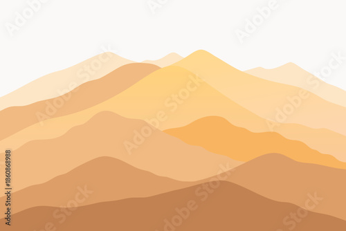 Layered Mountain Landscape with Sunrise Fog Vector
