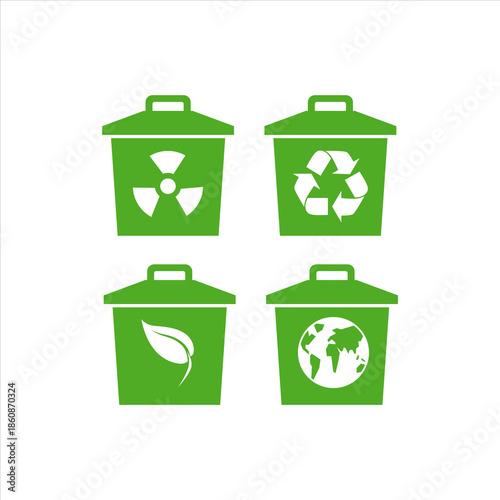 Environmental icons for eco-friendly practices.