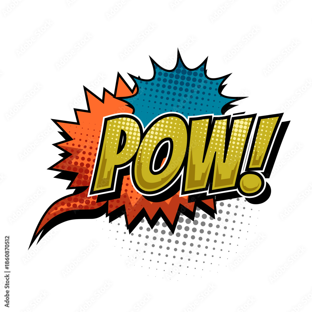 Naklejka premium Comic Pow on white background