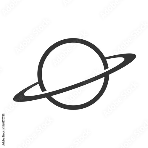 Outline saturn planet icon isolated flat style design.
