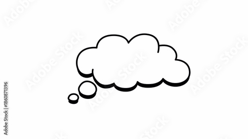 Thinking Cartoon Cloud Large Floating Idea Bubble animated with alpha channel transparent background video 4K